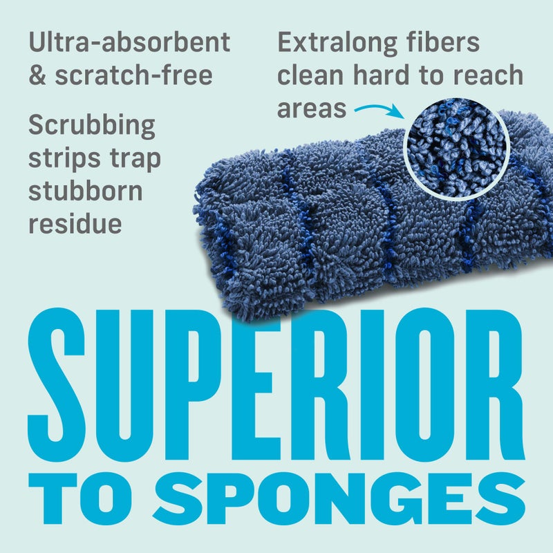 E-Cloth Kitchen Dynamo, Premium Microfiber Non-Scratch Kitchen Dish Scrubber Sponge, Ideal for Dish, Sink and Countertop Cleaning, 100 Wash Guarantee, Blue, 2 Pack - Image 3